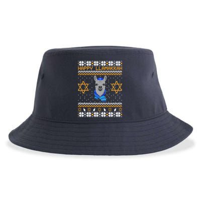 Happy Llamakah Ugly Hanukkah Sustainable Bucket Hat