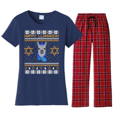 Happy Llamakah Ugly Hanukkah Women's Flannel Pajama Set