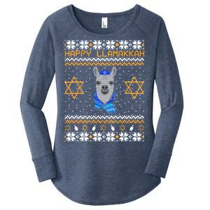 Happy Llamakah Ugly Hanukkah Women's Perfect Tri Tunic Long Sleeve Shirt