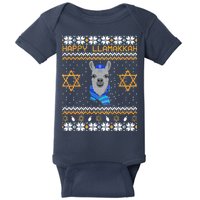 Happy Llamakah Ugly Hanukkah Baby Bodysuit