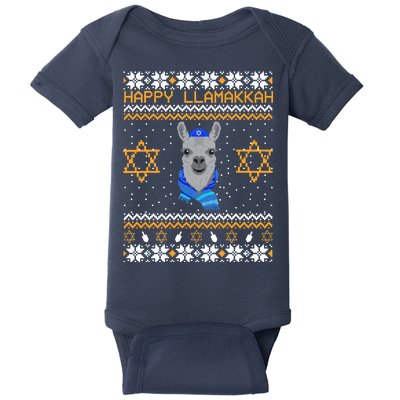 Happy Llamakah Ugly Hanukkah Baby Bodysuit