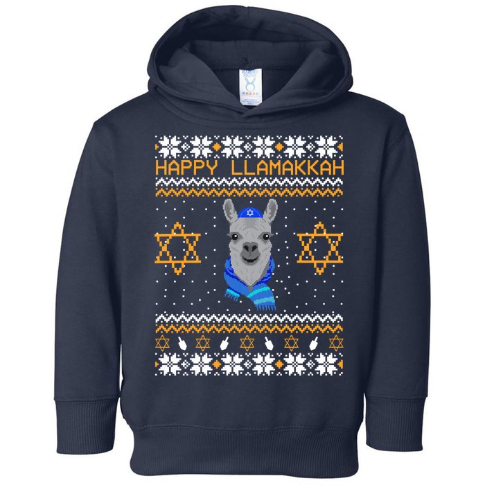 Happy Llamakah Ugly Hanukkah Toddler Hoodie