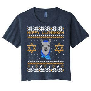 Happy Llamakah Ugly Hanukkah Women's Crop Top Tee