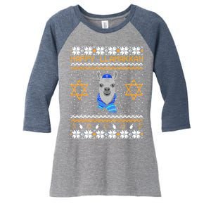 Happy Llamakah Ugly Hanukkah Women's Tri-Blend 3/4-Sleeve Raglan Shirt