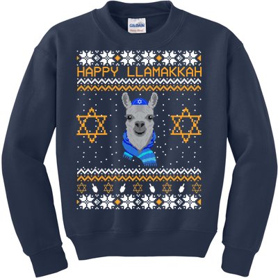 Happy Llamakah Ugly Hanukkah Kids Sweatshirt