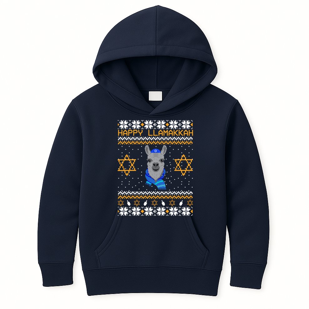 Happy Llamakah Ugly Hanukkah Kids Hoodie