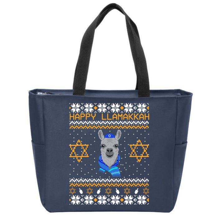 Happy Llamakah Ugly Hanukkah Zip Tote Bag