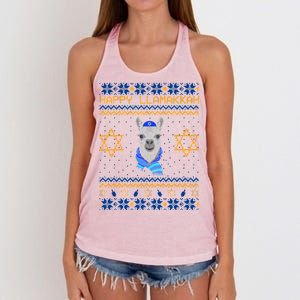 Happy Llamakah Ugly Hanukkah Women's Knotted Racerback Tank