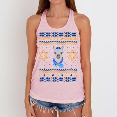 Happy Llamakah Ugly Hanukkah Women's Knotted Racerback Tank