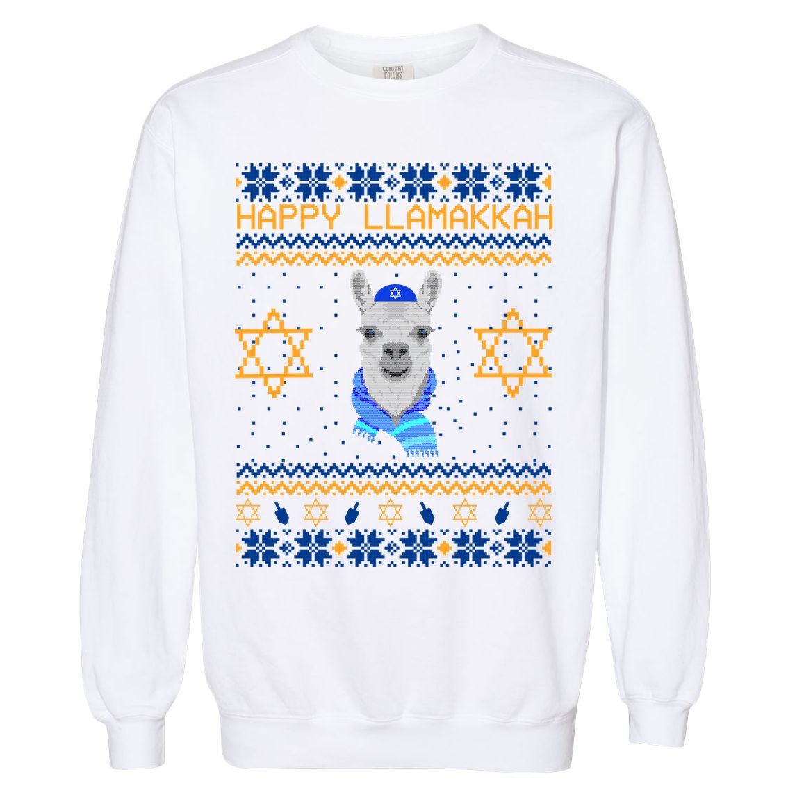 Happy Llamakah Ugly Hanukkah Garment-Dyed Sweatshirt