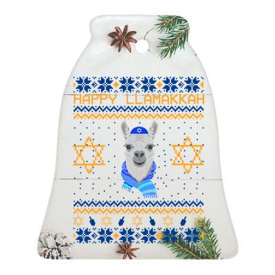 Happy Llamakah Ugly Hanukkah Ceramic Bell Ornament