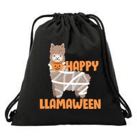 Happy Llamaween Llama Halloween Drawstring Bag