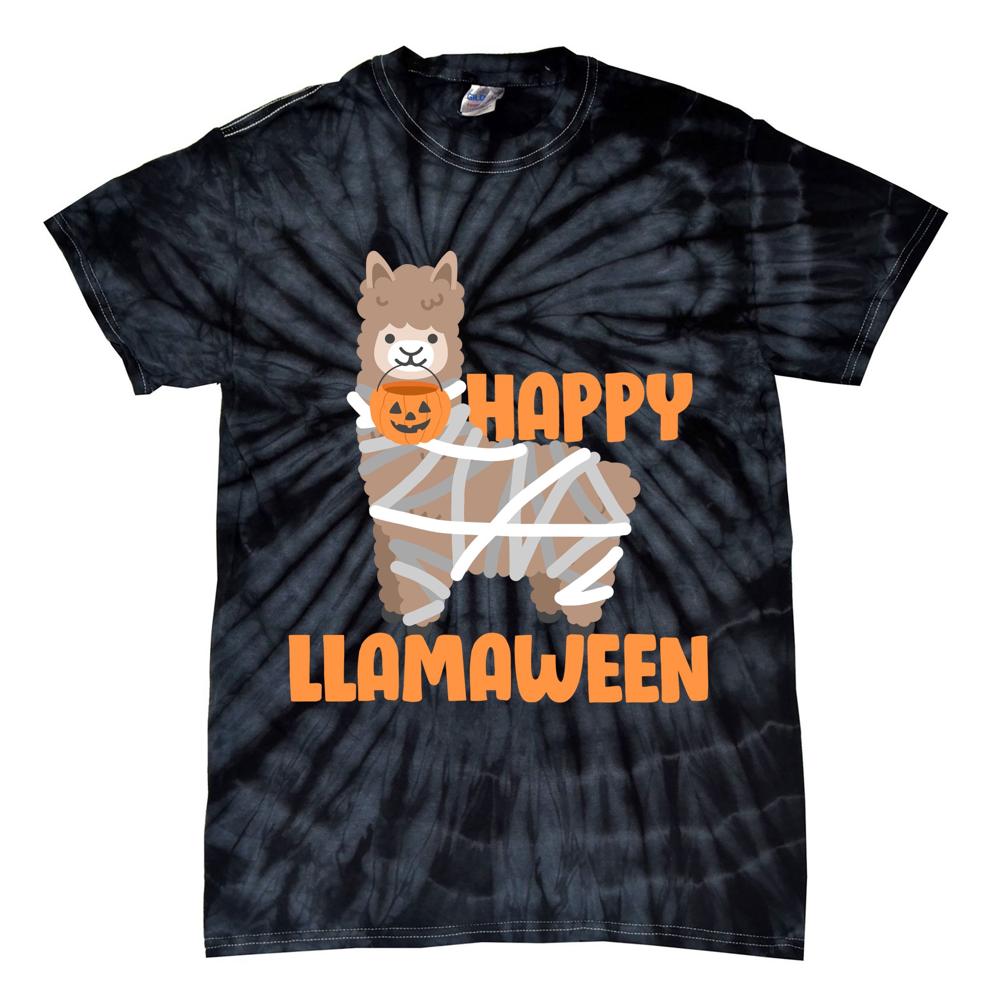 Happy Llamaween Llama Halloween Tie-Dye T-Shirt
