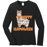 Happy Llamaween Llama Halloween Ladies Long Sleeve Shirt