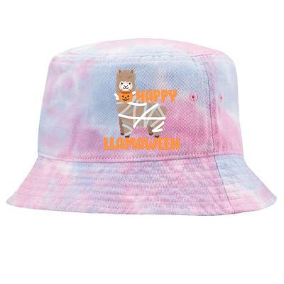 Happy Llamaween Llama Halloween Tie-Dyed Bucket Hat