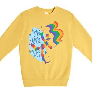 Happy Love With Pride Premium Crewneck Sweatshirt