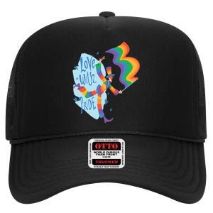 Happy Love With Pride High Crown Mesh Back Trucker Hat