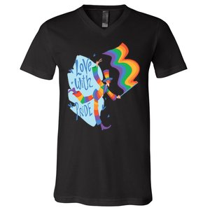 Happy Love With Pride V-Neck T-Shirt