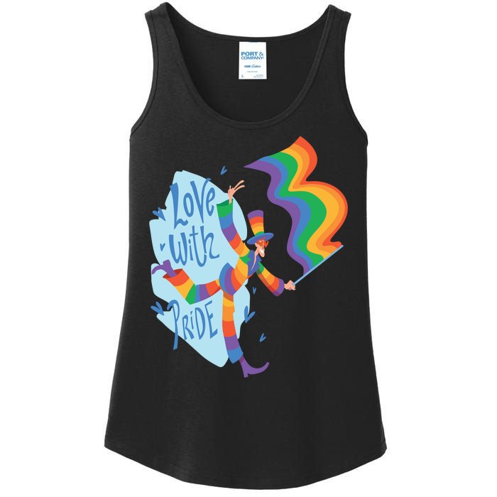 Happy Love With Pride Ladies Essential Tank