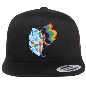 Happy Love With Pride Flat Bill Trucker Hat