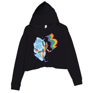 Happy Love With Pride Crop Fleece Hoodie