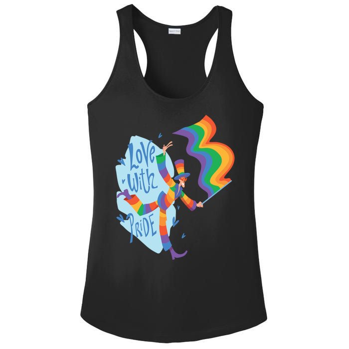 Happy Love With Pride Ladies PosiCharge Competitor Racerback Tank