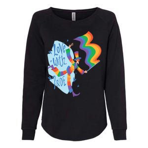 Happy Love With Pride Womens California Wash Sweatshirt