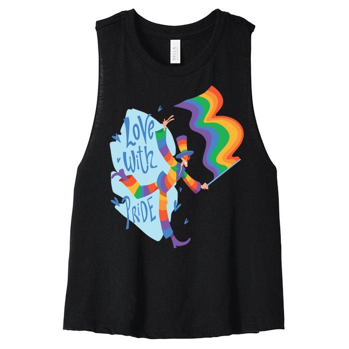 Happy Love With Pride Women's Racerback Cropped Tank