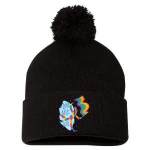 Happy Love With Pride Pom Pom 12in Knit Beanie