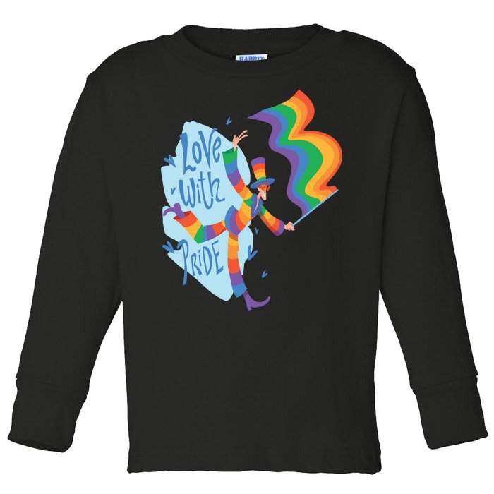 Happy Love With Pride Toddler Long Sleeve Shirt