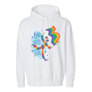 Happy Love With Pride Garment-Dyed Fleece Hoodie