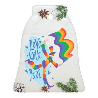 Happy Love With Pride Ceramic Bell Ornament