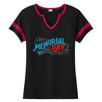 Happy Memorial Day Ladies Halftime Notch Neck Tee