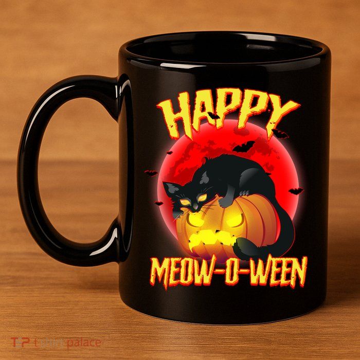 Happy Meow-O-Ween 11oz C Handle Ceramic Mug