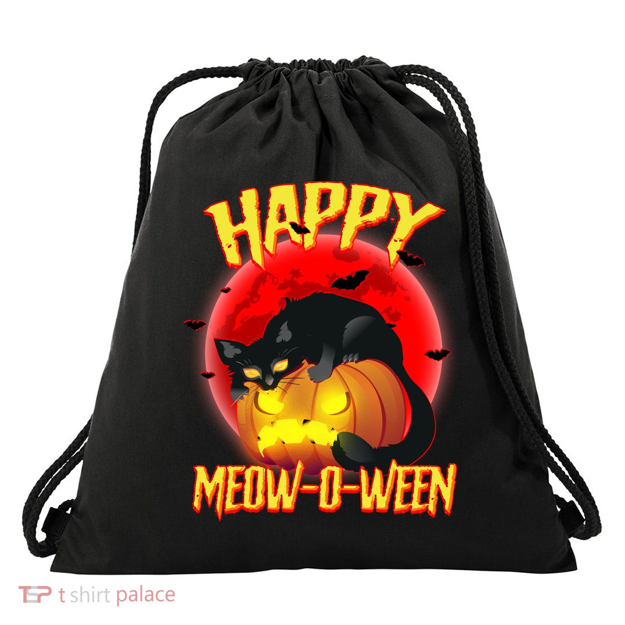 Happy Meow-O-Ween Drawstring Bag