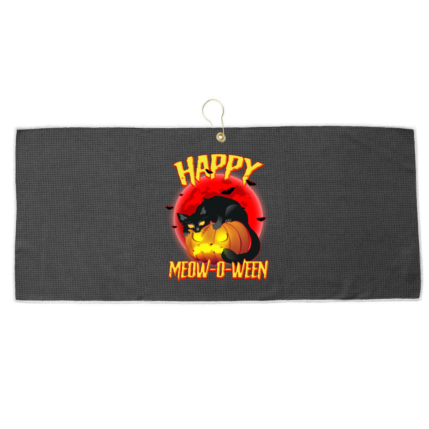 Happy Meow-O-Ween Large Microfiber Waffle Golf Towel