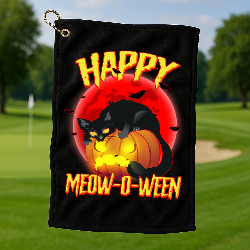 Happy Meow-O-Ween Golf Towel