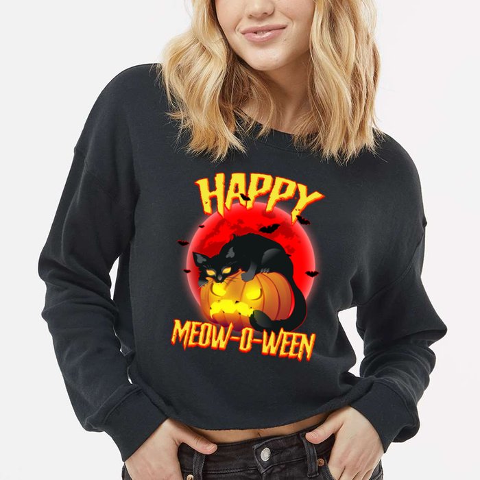 Happy Meow-O-Ween Cropped Pullover Crew