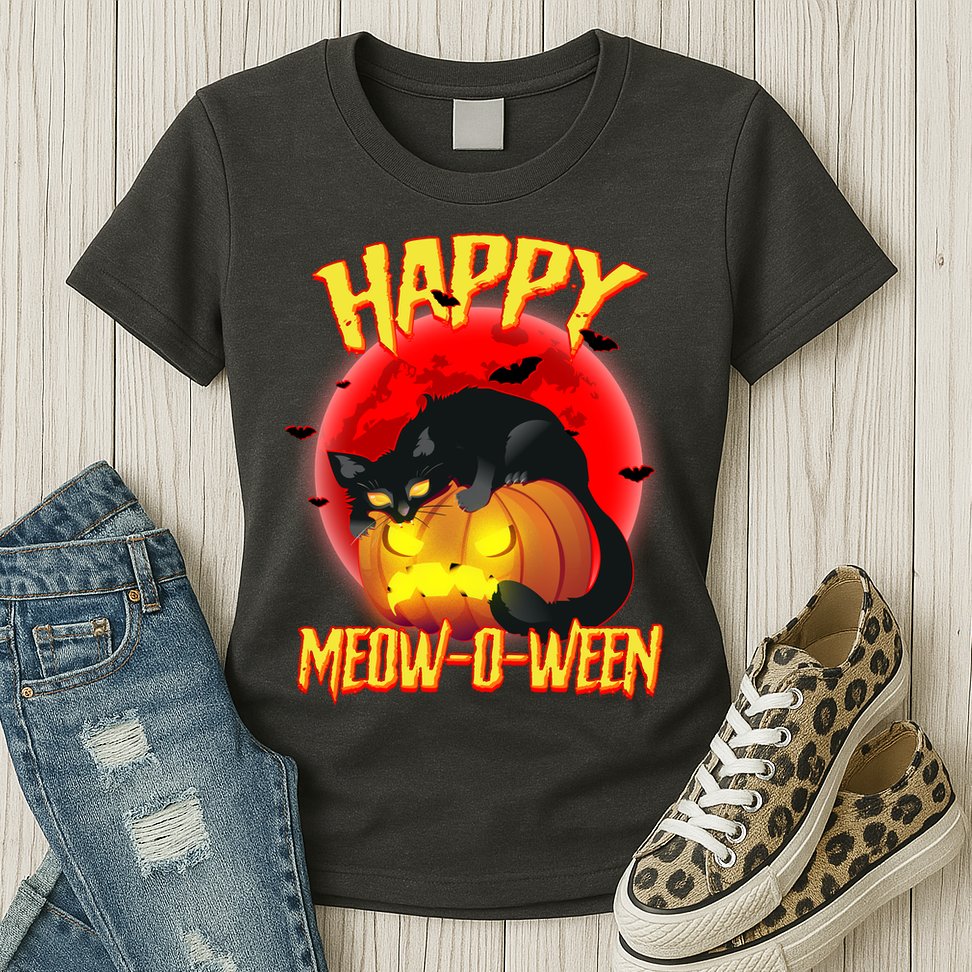 Happy Meow-O-Ween Womens T-Shirt
