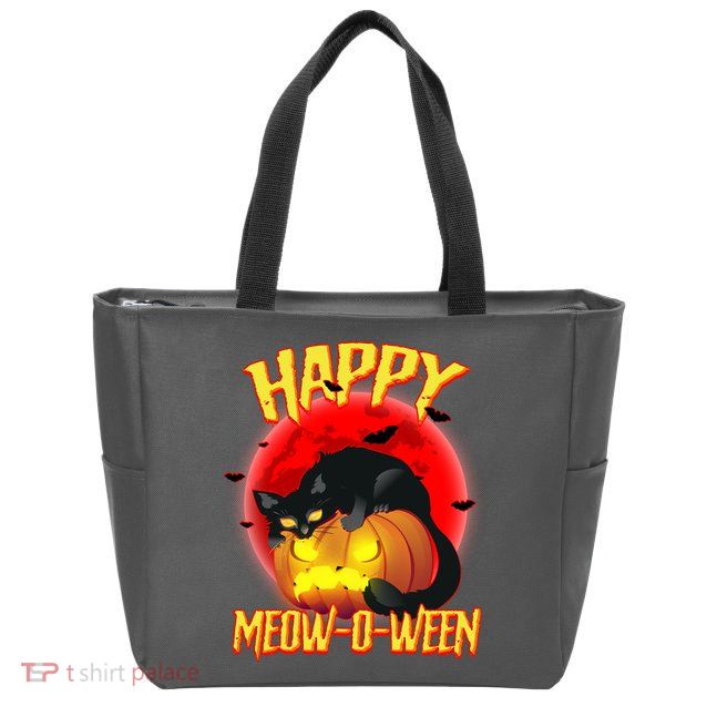 Happy Meow-O-Ween Zip Tote Bag