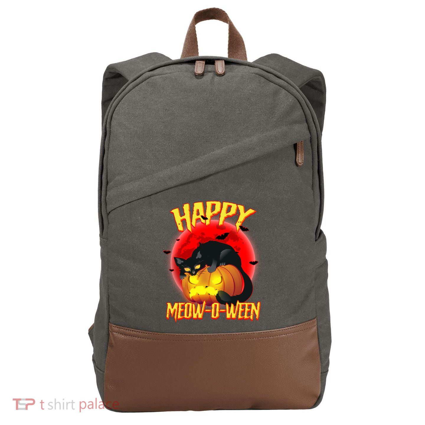 Happy Meow-O-Ween Cotton Canvas Backpack
