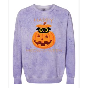 Happy Meow-O-Ween Halloween Colorblast Crewneck Sweatshirt