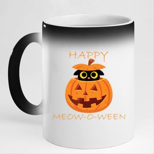 Happy Meow-O-Ween Halloween 11oz Black Color Changing Mug