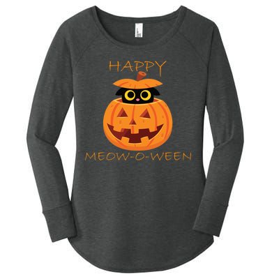 Happy Meow-O-Ween Halloween Women's Perfect Tri Tunic Long Sleeve Shirt