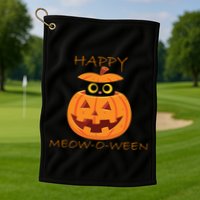 Happy Meow-O-Ween Halloween Golf Towel