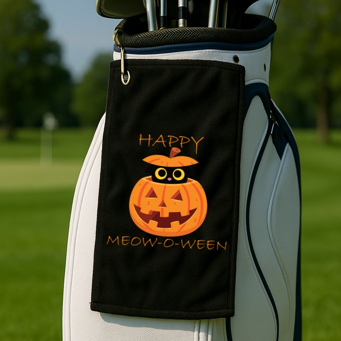 Happy Meow-O-Ween Halloween Golf Towel