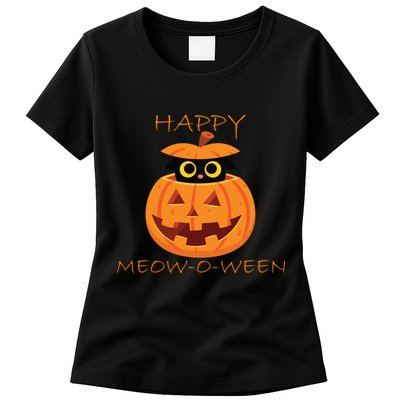 Happy Meow-O-Ween Halloween Womens T-Shirt