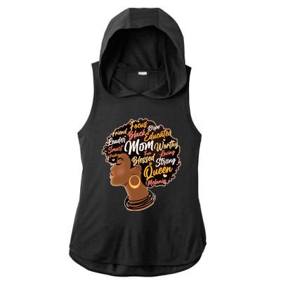 Happy Mother’s Day Mom Queen African American Ladies PosiCharge Tri-Blend Wicking Draft Hoodie Tank