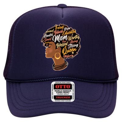 Happy Mother’s Day Mom Queen African American High Crown Mesh Back Trucker Hat