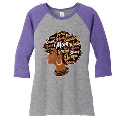 Happy Mother’s Day Mom Queen African American Women's Tri-Blend 3/4-Sleeve Raglan Shirt